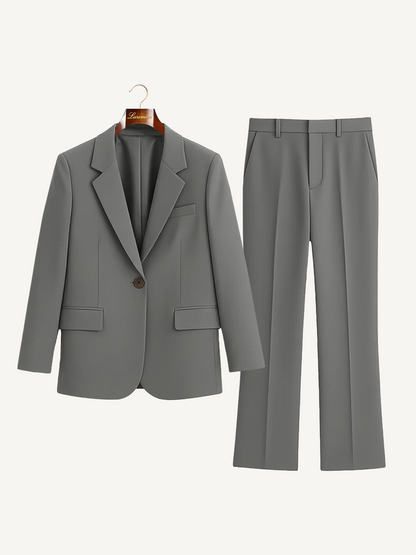 Eleganter Hosenanzug für Damen – Moderner Business Blazer & Stoffhose Set