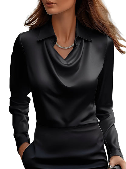 Diane - Elegante Satinbluse mit langen Ärmeln für Frauen