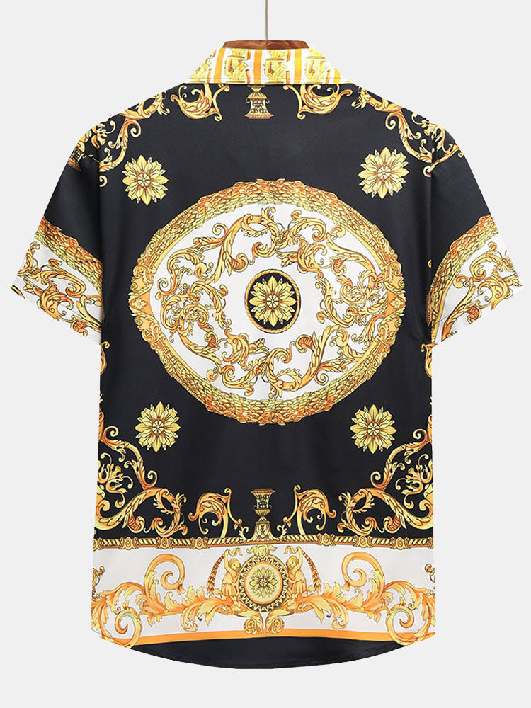 Stylisches Sommer Set mit Barock-Print – Kurzarm Hemd & Shorts für Herren