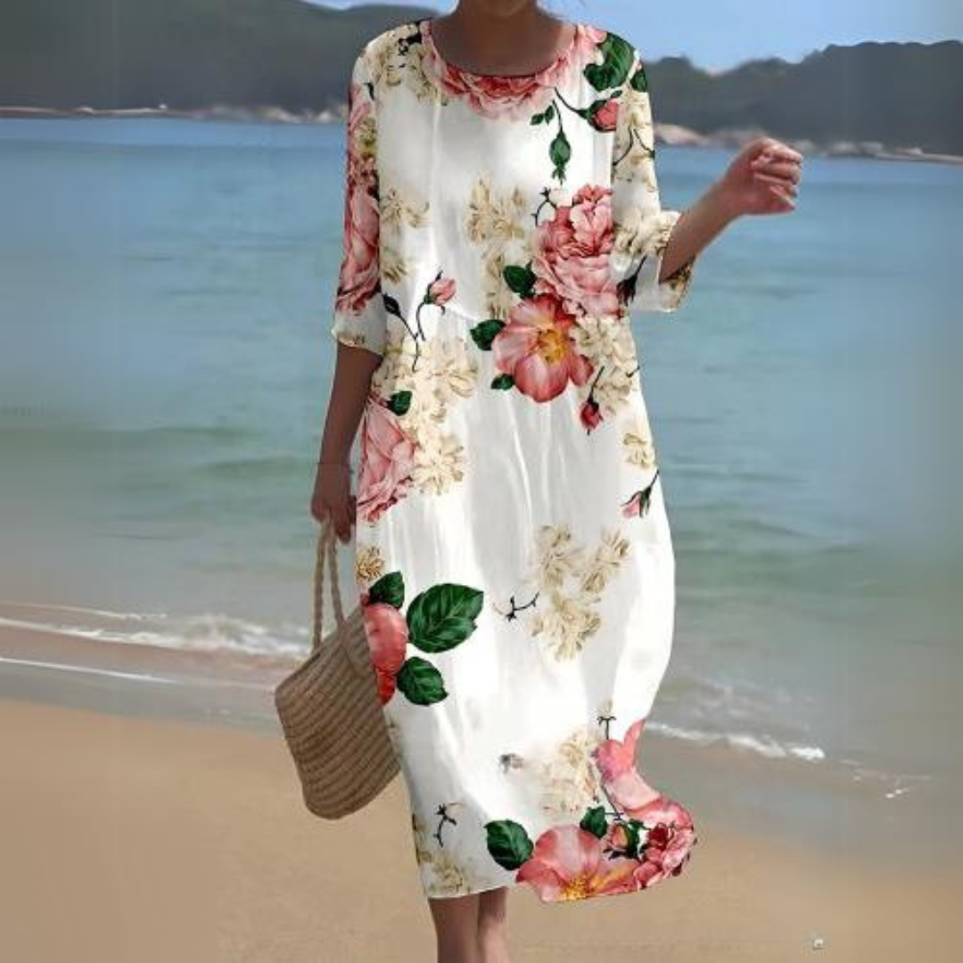 Briselle - Elegantes und Leichtes Maxikleid mit Floralprint und Halbarmen