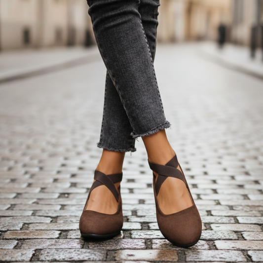 Renée - Orthopädische Schuhe mit Keilsohle für Damen mit Überkreuzten Elastikriemen