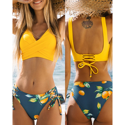 Bikini Set mit Wickel-Top & Schnür-Rücken – verstellbar & figurformend für Damen