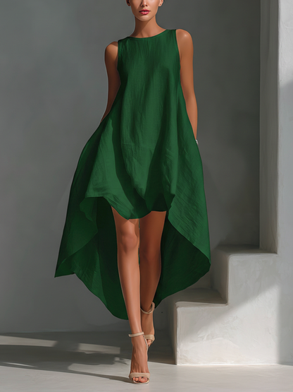 Ärmelloses Maxi Kleid für Damen – Luftiges High-Low Sommerkleid mit elegantem Fall