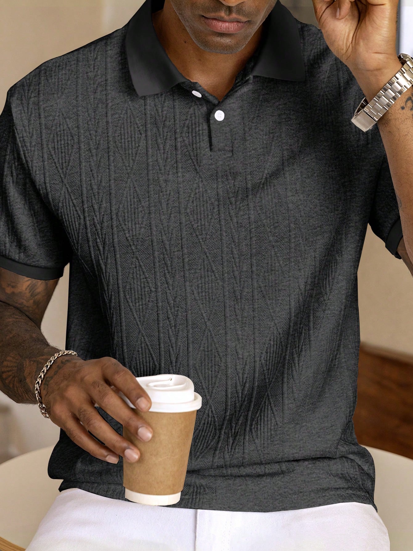 Strukturiertes Polo-Shirt für Herren – Elegantes Kurzarmshirt atmungsaktiv & stilvoll