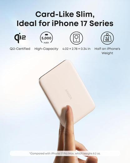 Magnetische Powerbank 5000mAh mit Qi2 & USB-C – Ultra Slim Schnellladegerät für iPhone