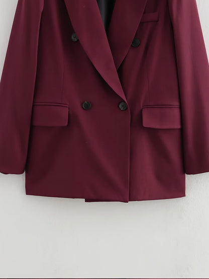 Iréva - Oversize Blazer Klassisch Bordeaux für Frauen – Übergangsjacke