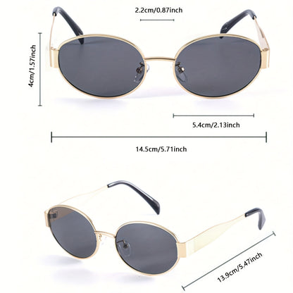 Ovale Retro Sonnenbrille mit Metallrahmen & UV400 Schutz für Damen – Elegante Slim Shades