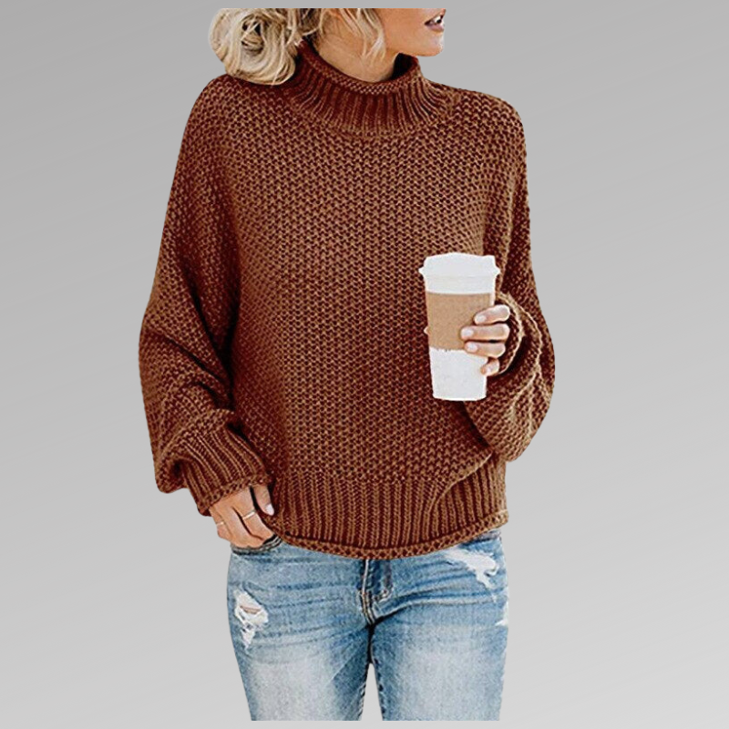 Emma - Weicher, Grobstrick-Pullover mit weitem Rollkragen für den Frühling