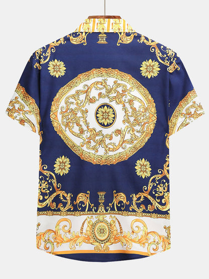 Stylisches Sommer Set mit Barock-Print – Kurzarm Hemd & Shorts für Herren