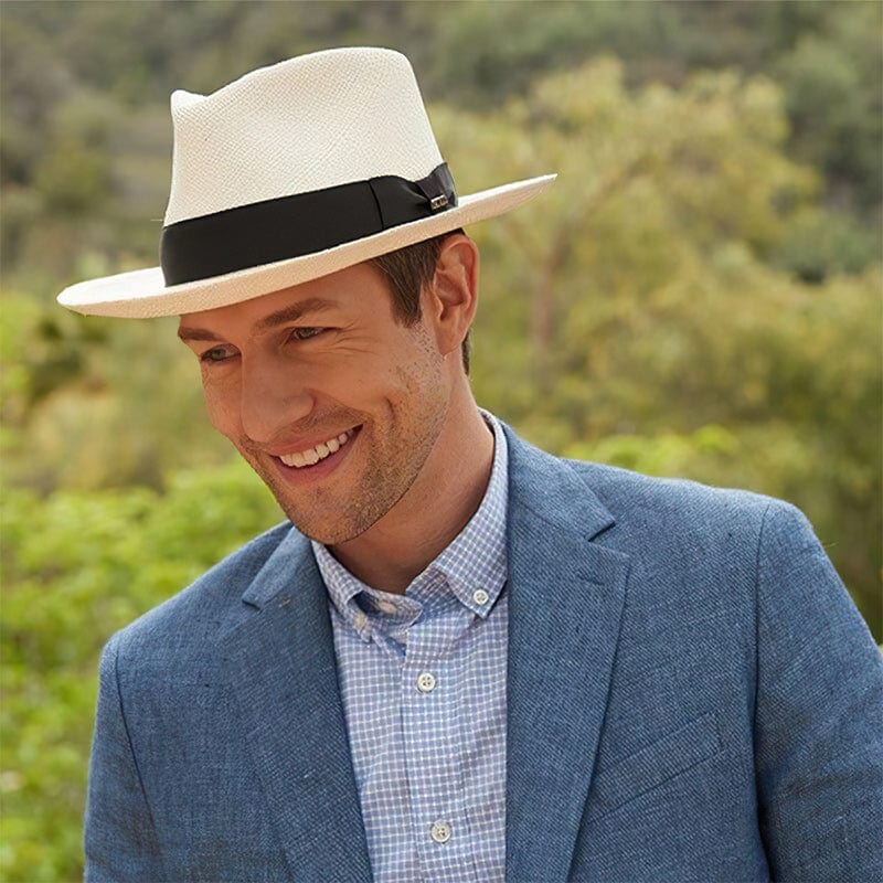 Klassischer Fedora Strohhut für Herren – Eleganter Sommerhut mit UV-Schutz & Reiseetui