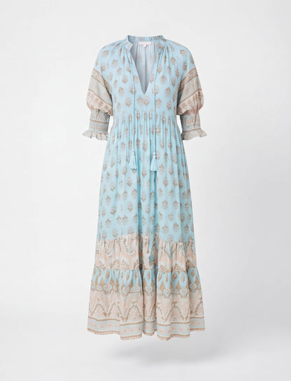 Boho Midikleid mit Print für Damen – Luftiges Sommerkleid mit V-Ausschnitt & Volant-Details