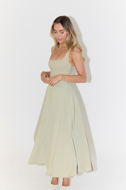 Marcelline - Midi Sommerkleid für Frauen mit quadratischem Ausschnitt und ärmellos