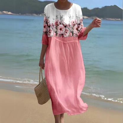 Briselle - Elegantes und Leichtes Maxikleid mit Floralprint und Halbarmen