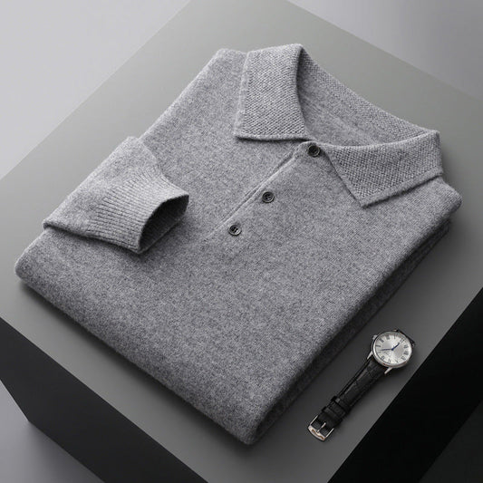 Lazare - Elegantes und Weiches Cashmere-Polo mit Langen Ärmeln für Herren