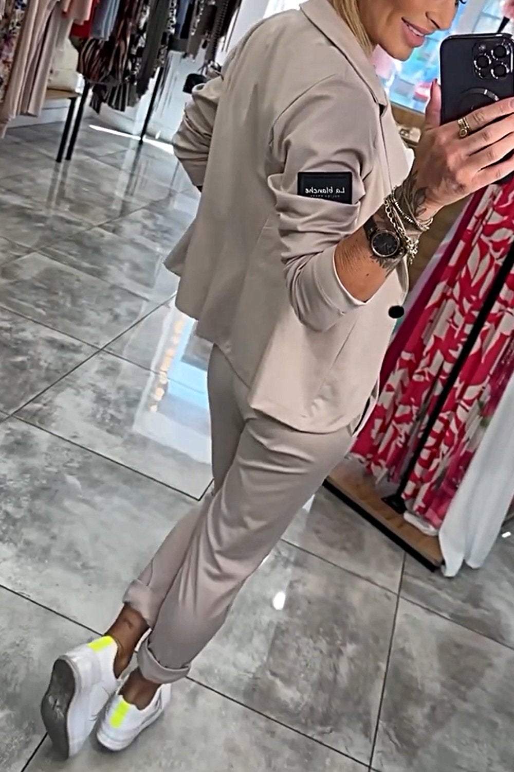 Modernes Damen Blazer-Set mit Stretchhose – Elegantes 2-teiliges Outfit für Büro & Freizeit