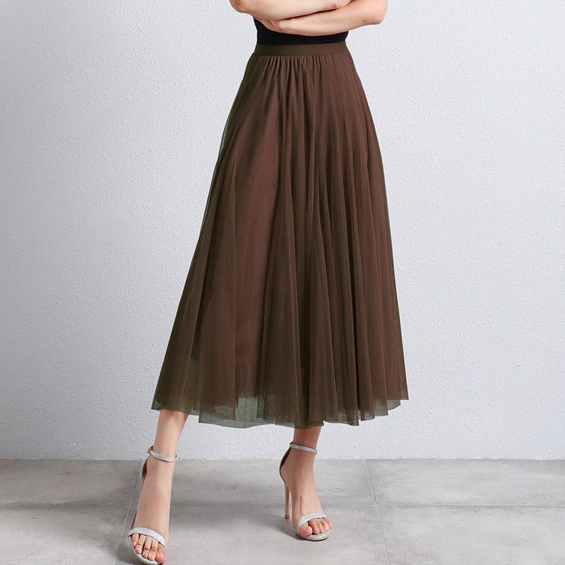 Eleganter Damen Tüllrock Midi – Hochtaillierter Plissee Rock für Stilvolle Looks