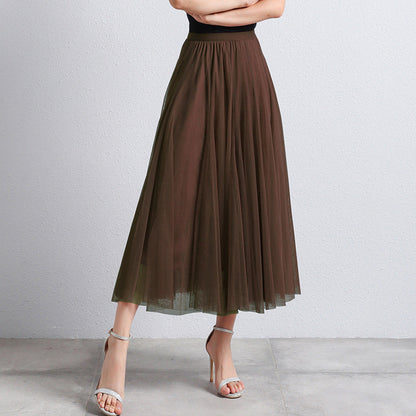 Eleganter Damen Tüllrock Midi – Hochtaillierter Plissee Rock für Stilvolle Looks