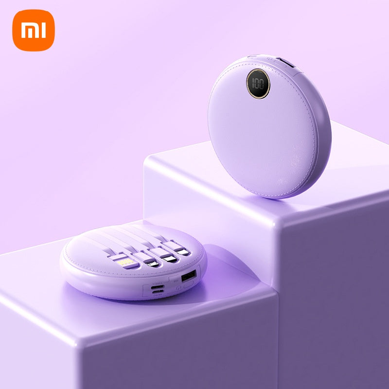 Énergo - Powerbank Zirkular Mini Xiaomi 20 000 mAh – Schnelles Laden – Tragbare externe Batterie mit Kabel und Digitalanzeige – Mobile Stromversorgung