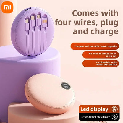 Énergo - Powerbank Zirkular Mini Xiaomi 20 000 mAh – Schnelles Laden – Tragbare externe Batterie mit Kabel und Digitalanzeige – Mobile Stromversorgung