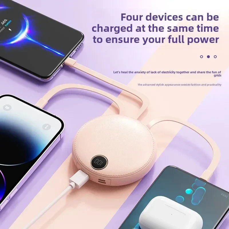 Énergo - Powerbank Zirkular Mini Xiaomi 20 000 mAh – Schnelles Laden – Tragbare externe Batterie mit Kabel und Digitalanzeige – Mobile Stromversorgung