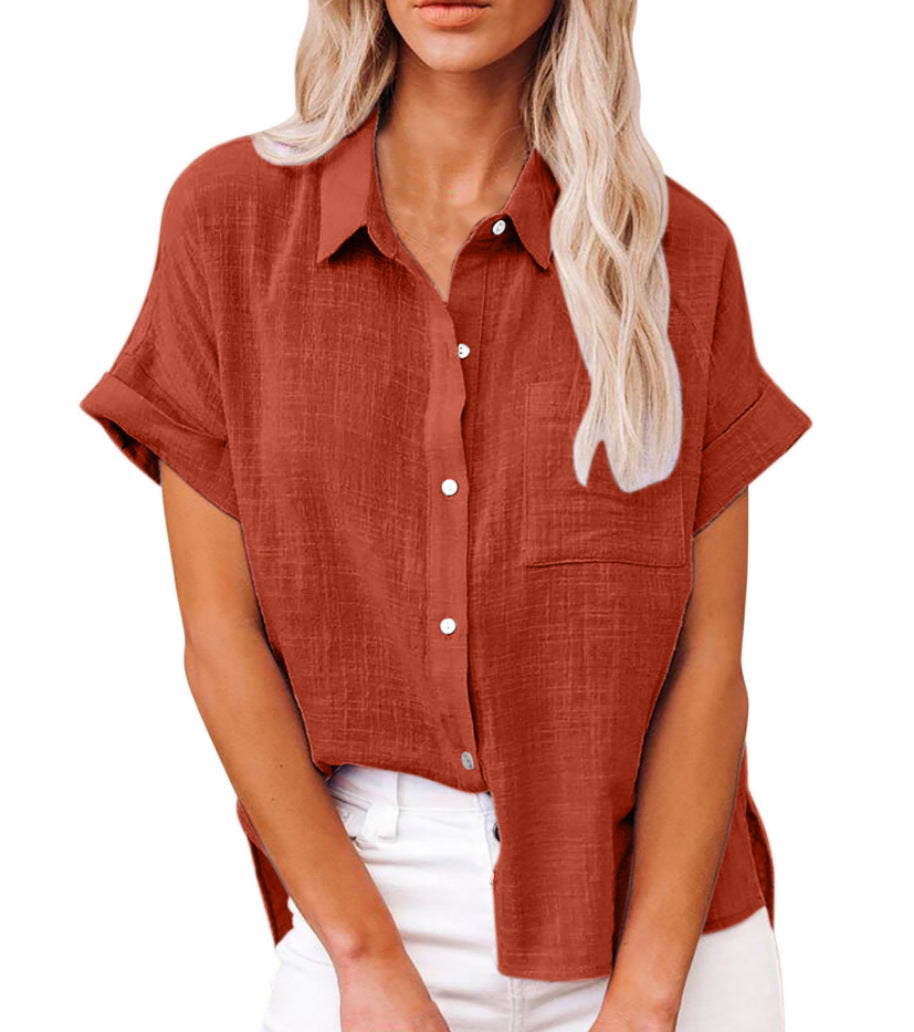 Lässige Kurzarm Hemdbluse für Damen – Luftiges Freizeitshirt leicht & vielseitig