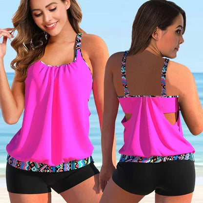 Figurschmeichelnder Tankini mit Shorts – Bequemes Damen Bade-Set für Strand & Urlaub