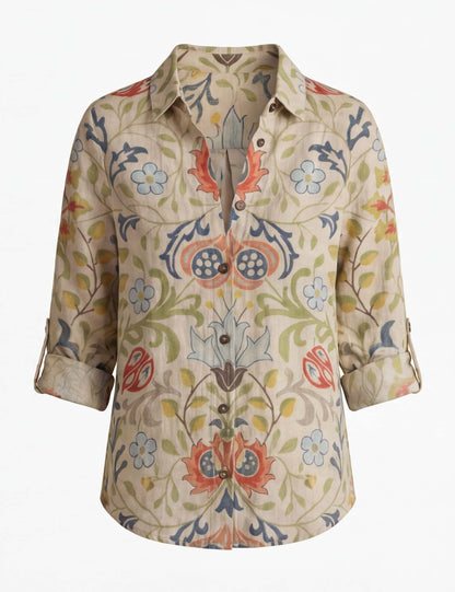 Leichte Damen Bluse mit floralem Print – Luftige Hemdbluse mit Knopfleiste & eleganter Passform