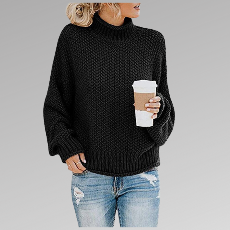 Emma - Weicher, Grobstrick-Pullover mit weitem Rollkragen für den Frühling
