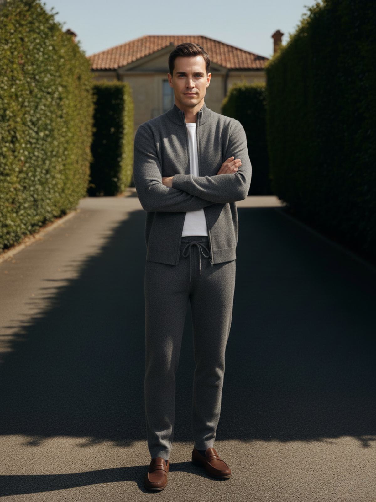 Elegantes Herren Lounge Set – Strickjacke & Jogginghose Komfortabel & Modern
