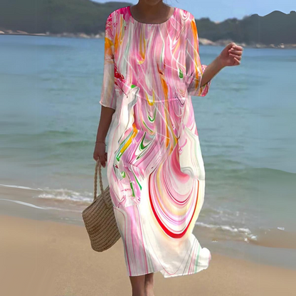 Briselle - Elegantes und Leichtes Maxikleid mit Floralprint und Halbarmen