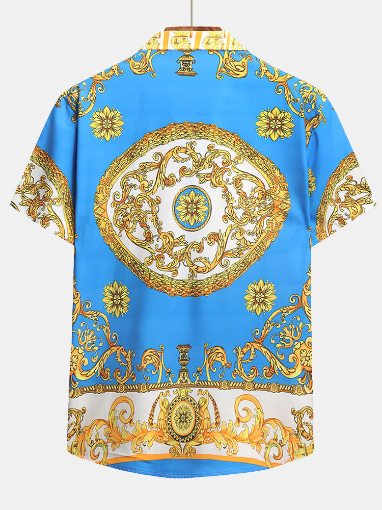 Stylisches Sommer Set mit Barock-Print – Kurzarm Hemd & Shorts für Herren
