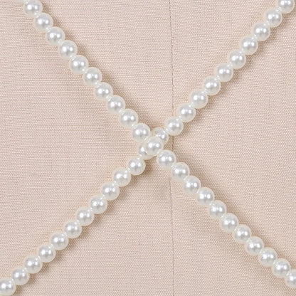 Marivelle - Elegantes Satin-Kleid in Weiß mit Offenem Rücken, Perlendetails, Tiefem V-Ausschnitt und Seitenschlitz