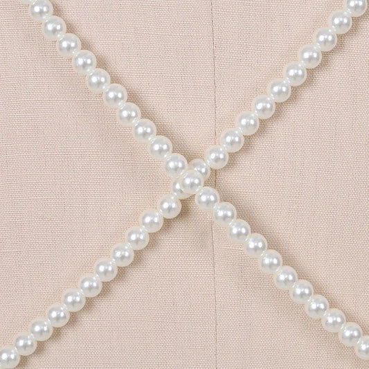 Marivelle - Elegantes Satin-Kleid in Weiß mit Offenem Rücken, Perlendetails, Tiefem V-Ausschnitt und Seitenschlitz