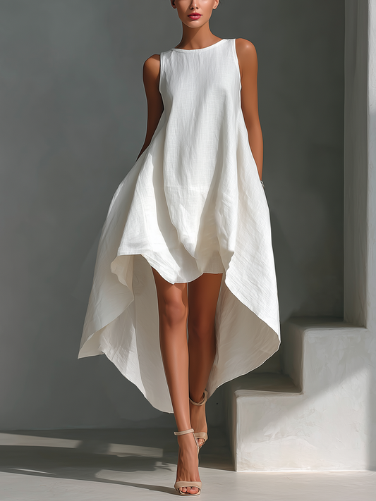 Ärmelloses Maxi Kleid für Damen – Luftiges High-Low Sommerkleid mit elegantem Fall
