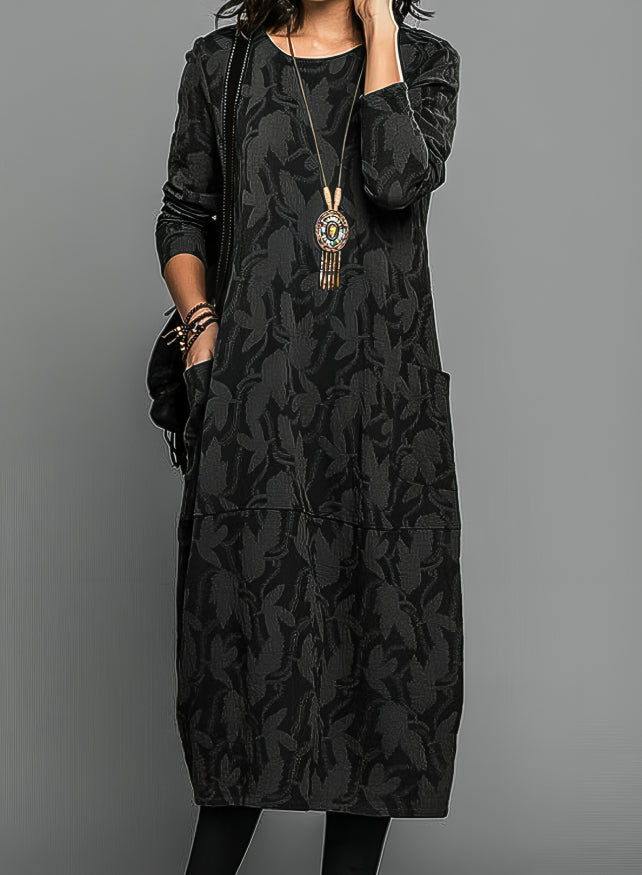 Ravelle - Bequeme Oversize-Frühjahrsrobe mit 3/4-Ärmeln, Blumenmuster und Taschen