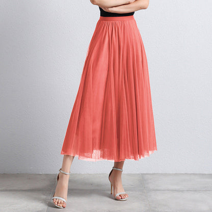 Eleganter Damen Tüllrock Midi – Hochtaillierter Plissee Rock für Stilvolle Looks