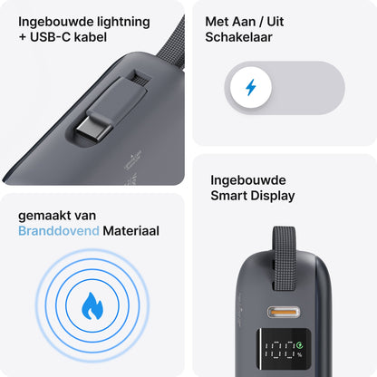 Ampéra - Voomy Charge P610 – Powerbank 10 000 mAh – Integrierte Kabel – Schnellladung 22,5 W