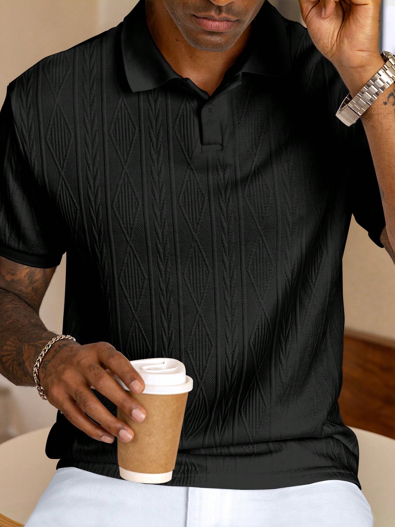 Strukturiertes Polo-Shirt für Herren – Elegantes Kurzarmshirt atmungsaktiv & stilvoll
