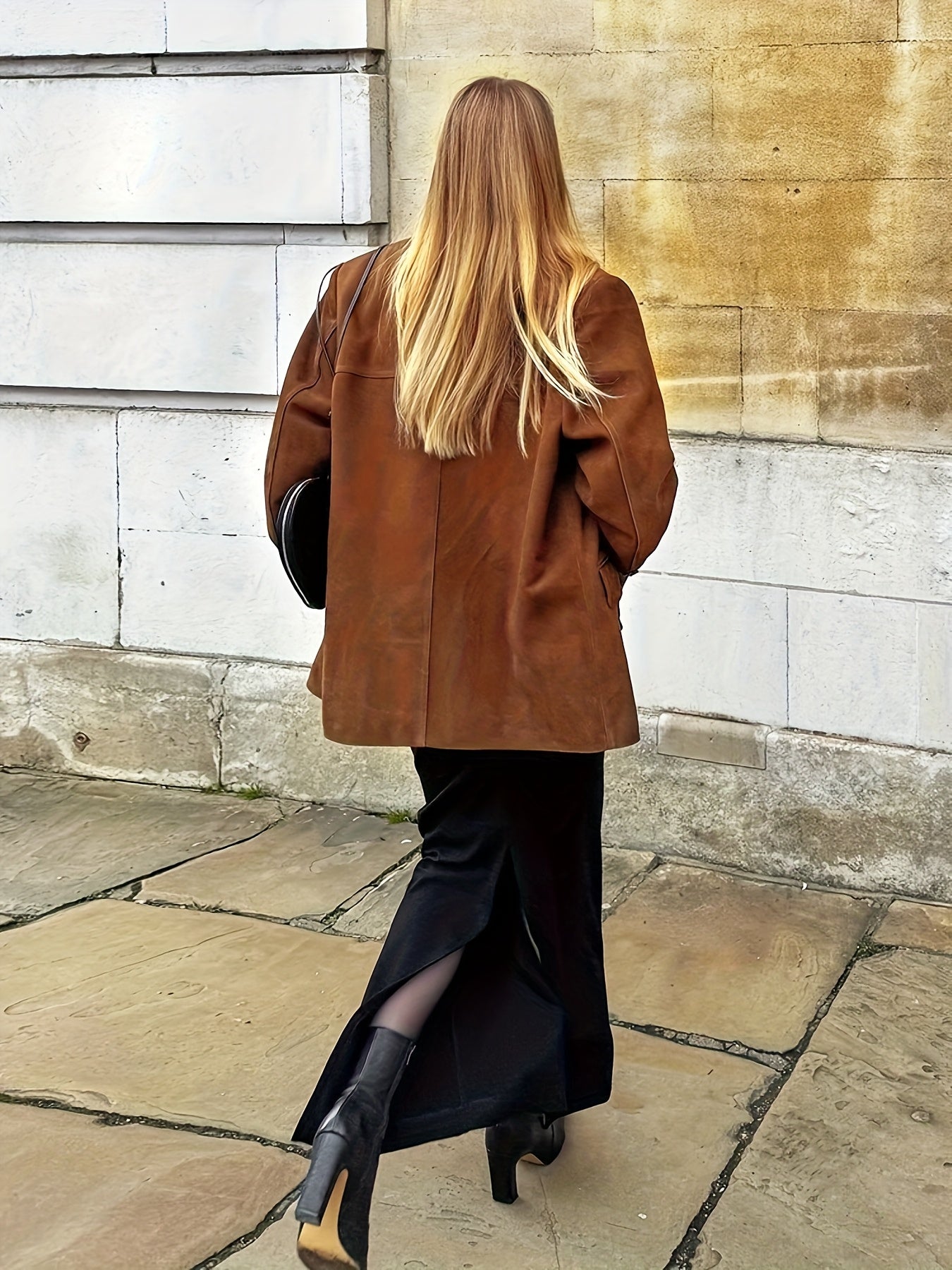 Maïwen - Vintage Suede Übergangsjacke für Damen mit Knöpfen