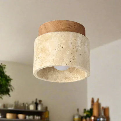 ZenithPierre - Japanische Deckenlampe aus Travertin