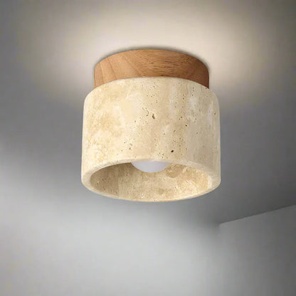 ZenithPierre - Japanische Deckenlampe aus Travertin