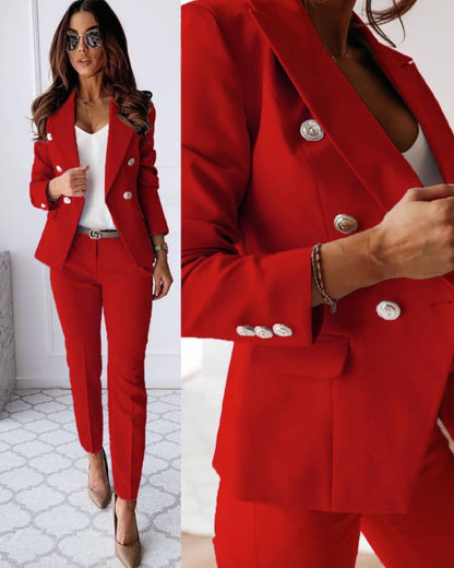 Hélène - Eleganter und Taillierter Blazer in Einfarbigen Farben mit Detaillierten Knöpfen für Damen