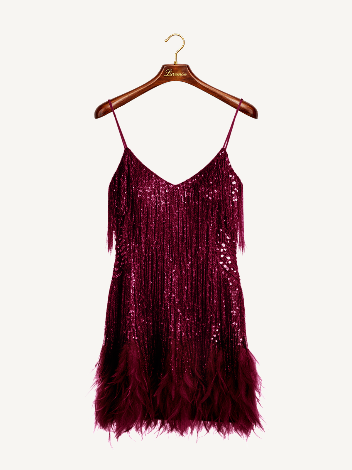 Elegantes Pailletten Fransenkleid für Damen – Glamouröses Party Cocktailkleid mit Federsaum