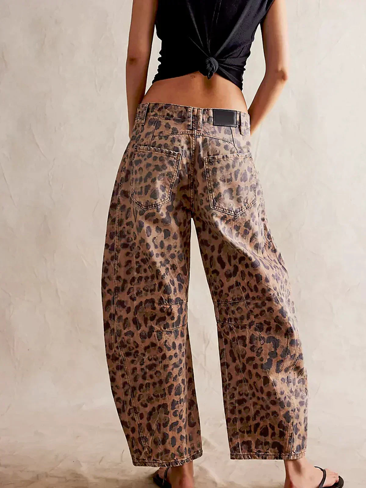 Trendige Print Jeans für Damen – Weite Baggy Denim Hose mit High Waist