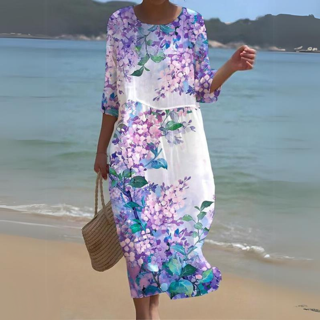 Briselle - Elegantes und Leichtes Maxikleid mit Floralprint und Halbarmen