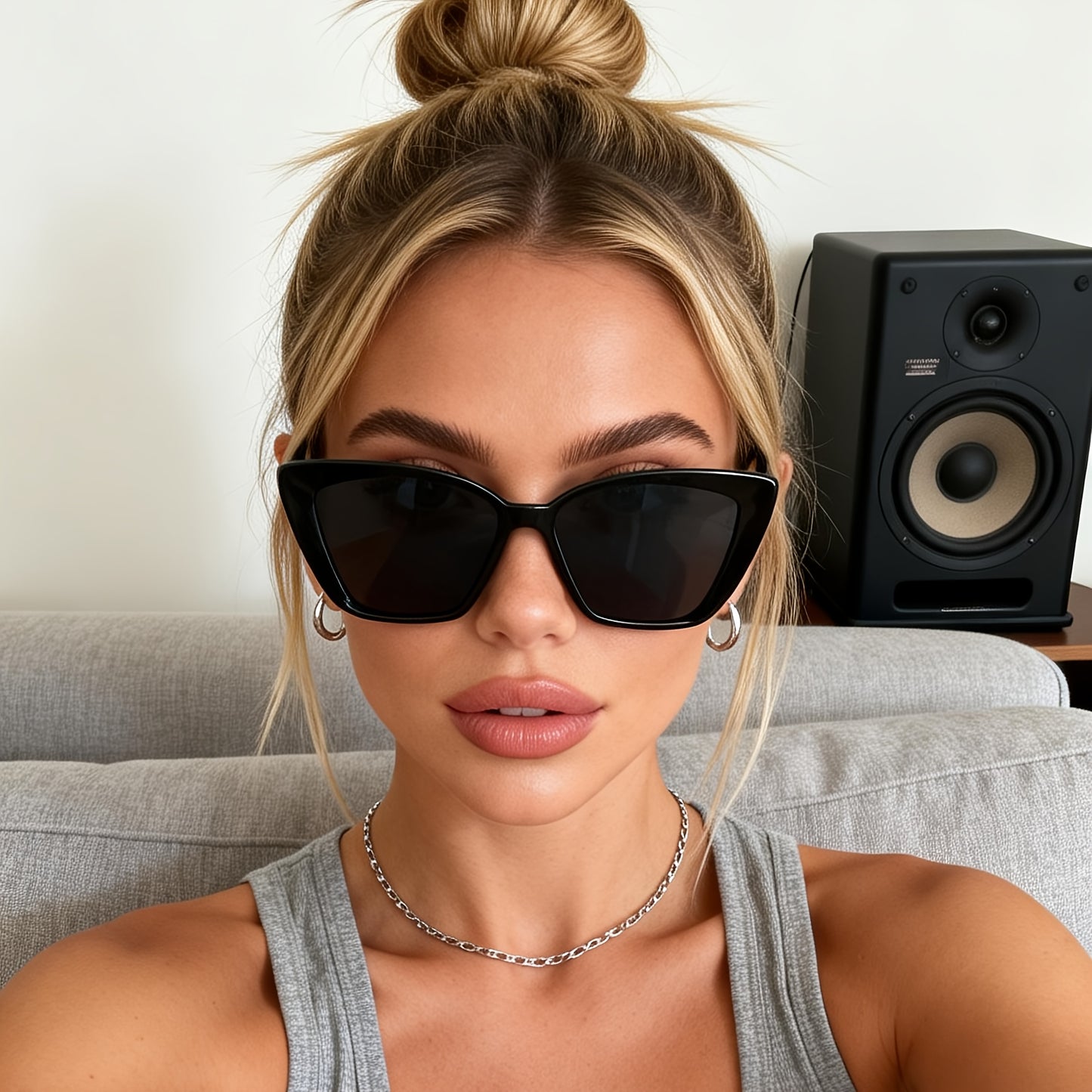 Cat-Eye Sonnenbrille UV400 mit breitem Rahmen für Damen – Klassische Oversize Shades