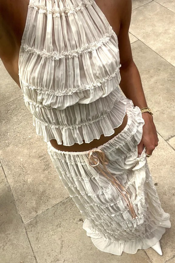 Paloma - Transparentes Raffung Oberteil mit Maxi-Rock