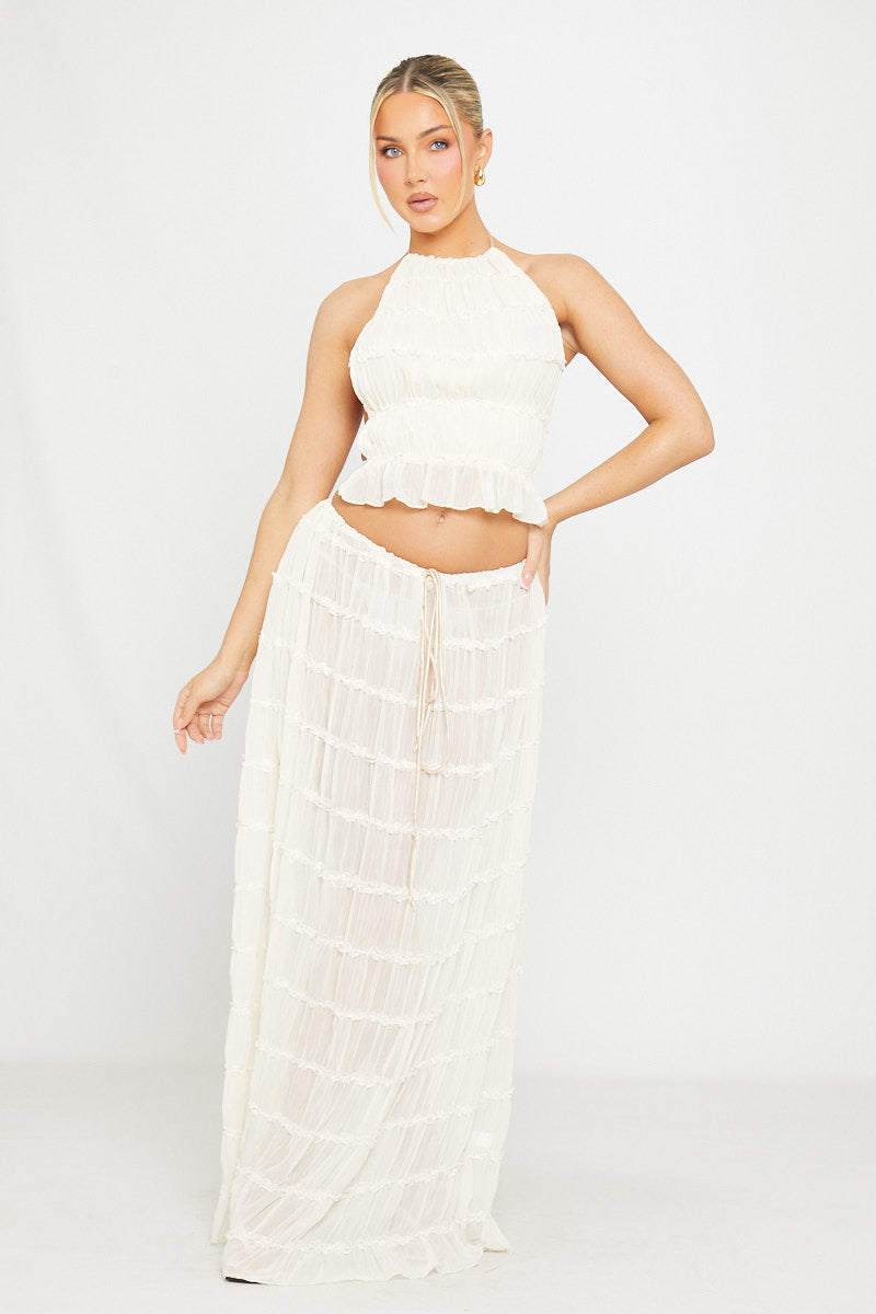 Paloma - Transparentes Raffung Oberteil mit Maxi-Rock
