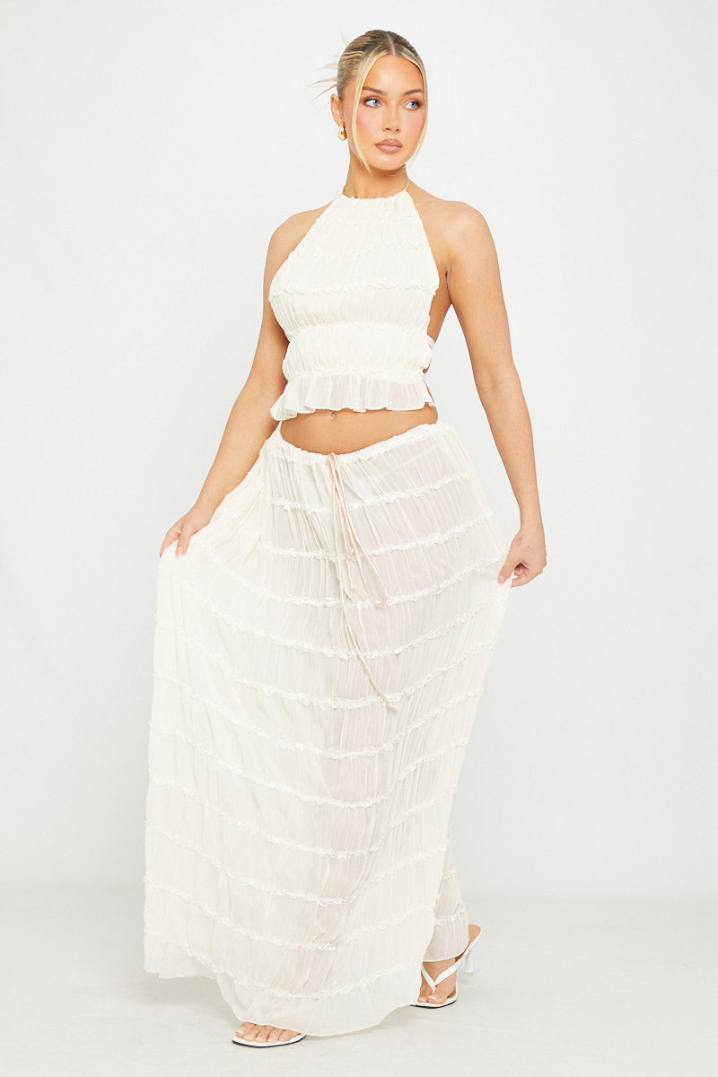 Paloma - Transparentes Raffung Oberteil mit Maxi-Rock