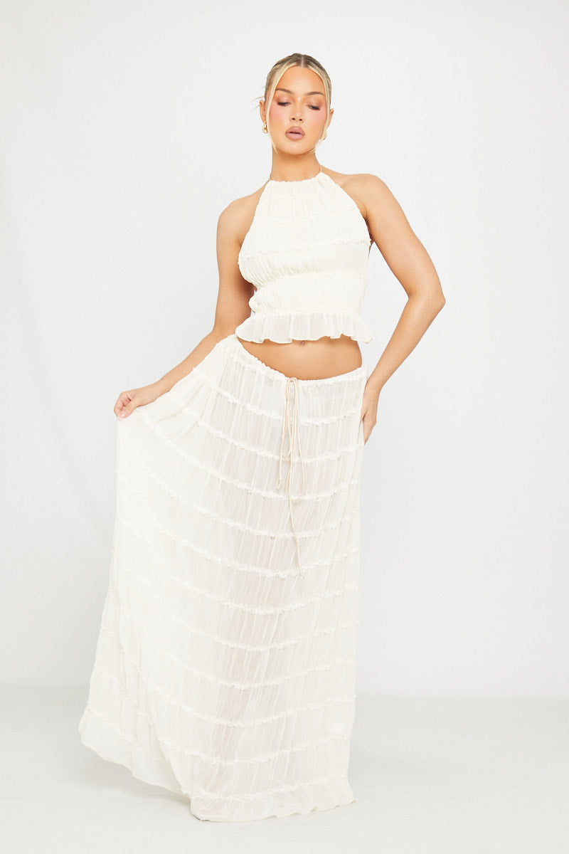 Paloma - Transparentes Raffung Oberteil mit Maxi-Rock